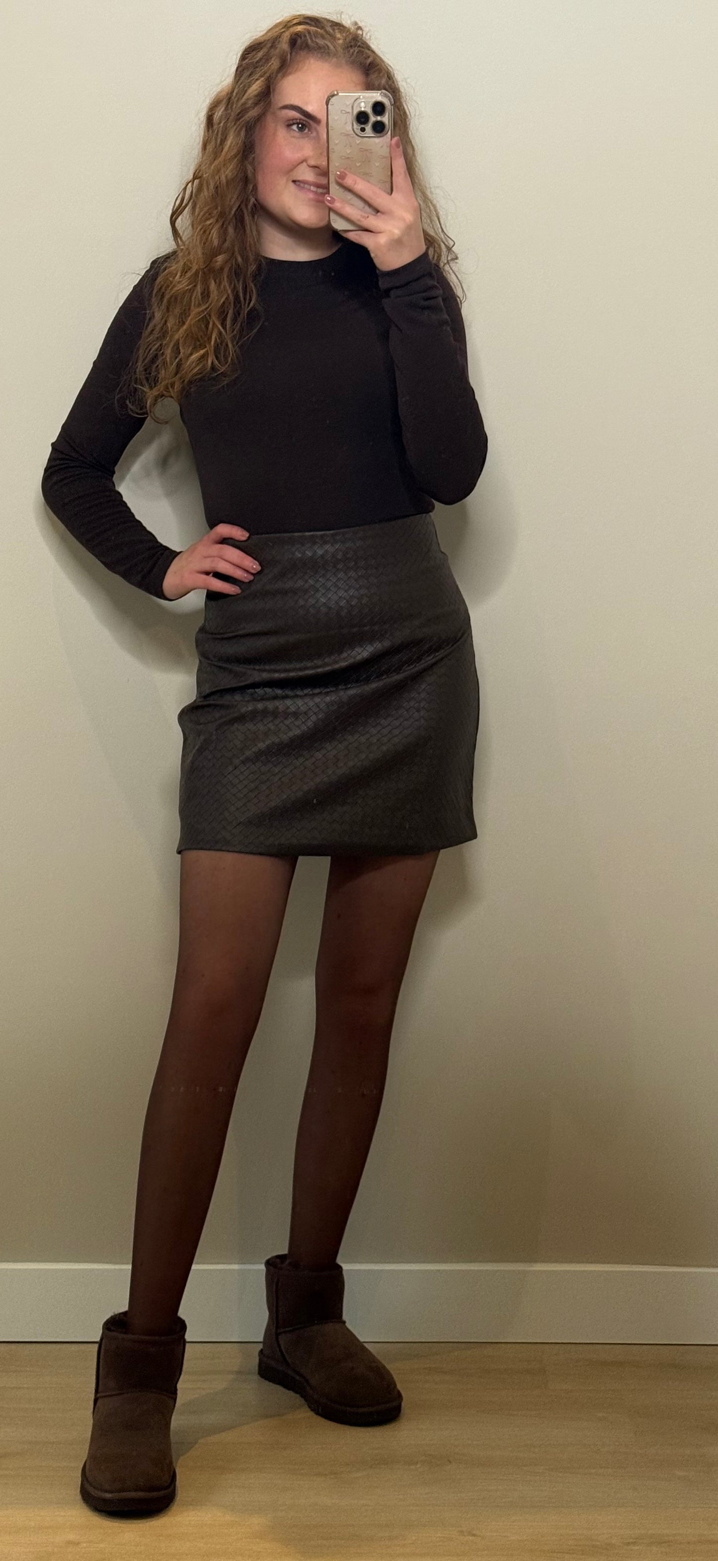 Leatherlook skirt brown