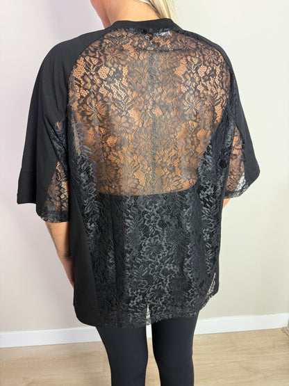 Black oversized lace jersey