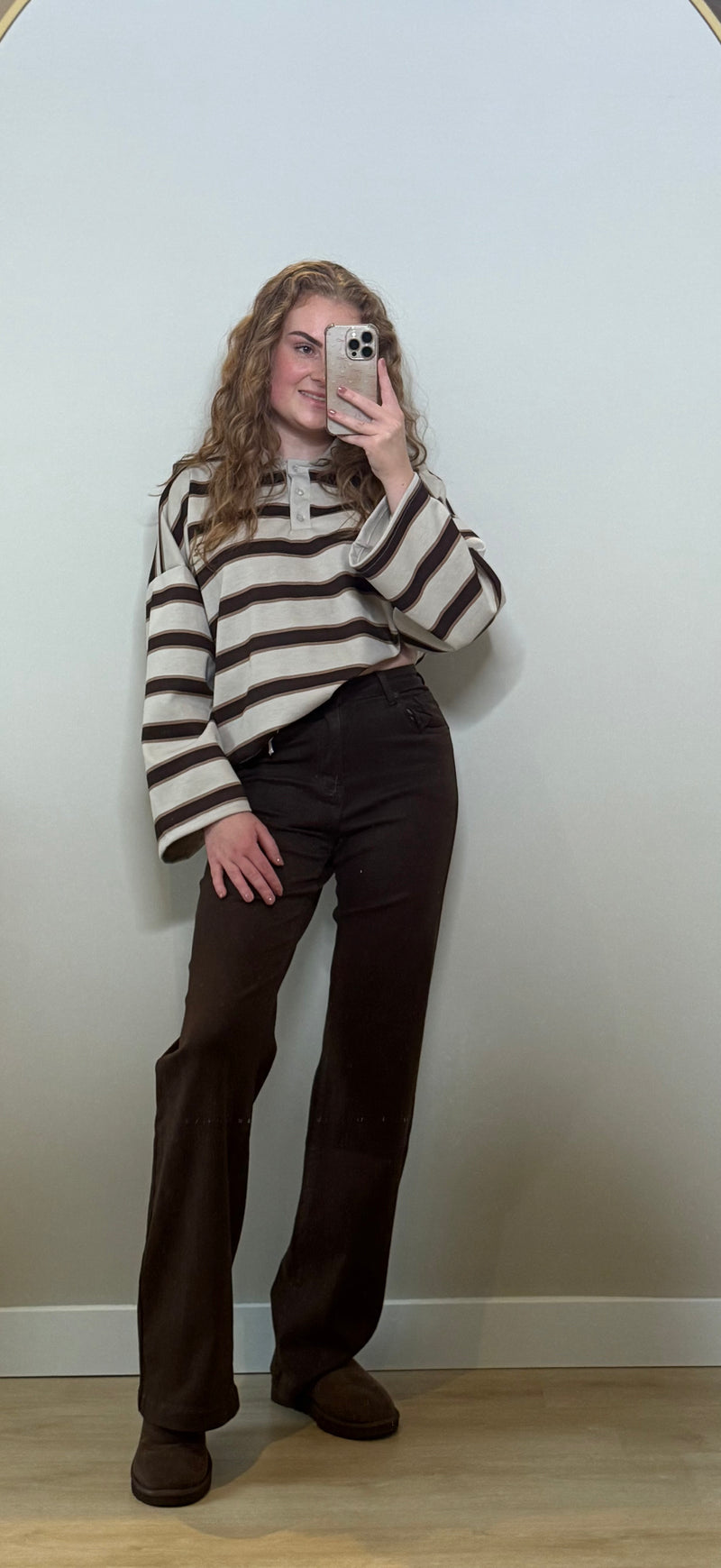 Polo Sweater bruin/beige